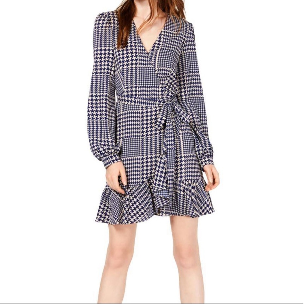 Women’s Crepe Hounds tooth wrap dress